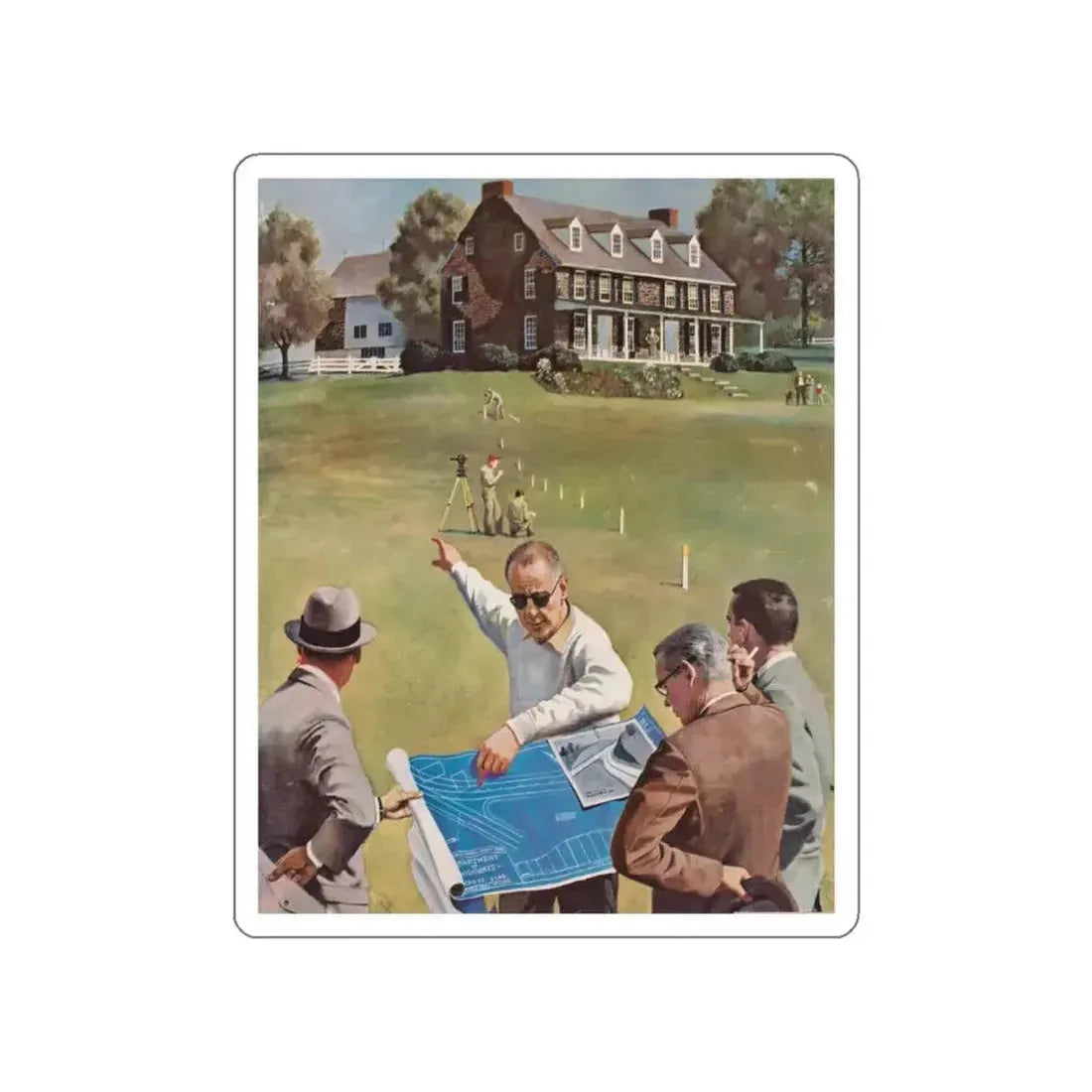 Imminent Domain, Saturday Evening Post, July 18, 1959 (Magazine Illustration) STICKER Vinyl Die-Cut Decal - The Sticker Space