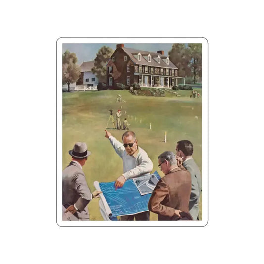 Imminent Domain, Saturday Evening Post, July 18, 1959 (Magazine Illustration) STICKER Vinyl Die-Cut Decal White Die-Cut 2 Inch - The Sticker Space