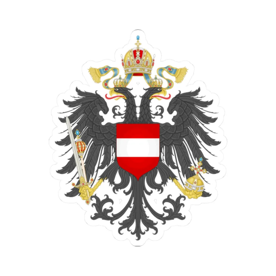 Imperial Coat of Arms of Austria (Austria) (Coat of Arms) STICKER Vinyl Kiss-Cut Decal 2 Inch White - The Sticker Space