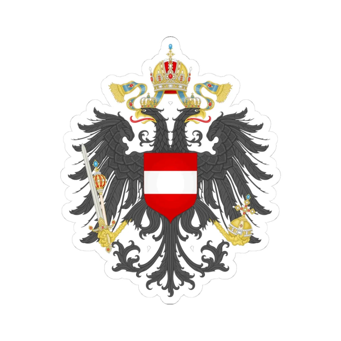 Imperial Coat of Arms of Austria (Austria) (Coat of Arms) STICKER Vinyl Kiss-Cut Decal 3 Inch White - The Sticker Space