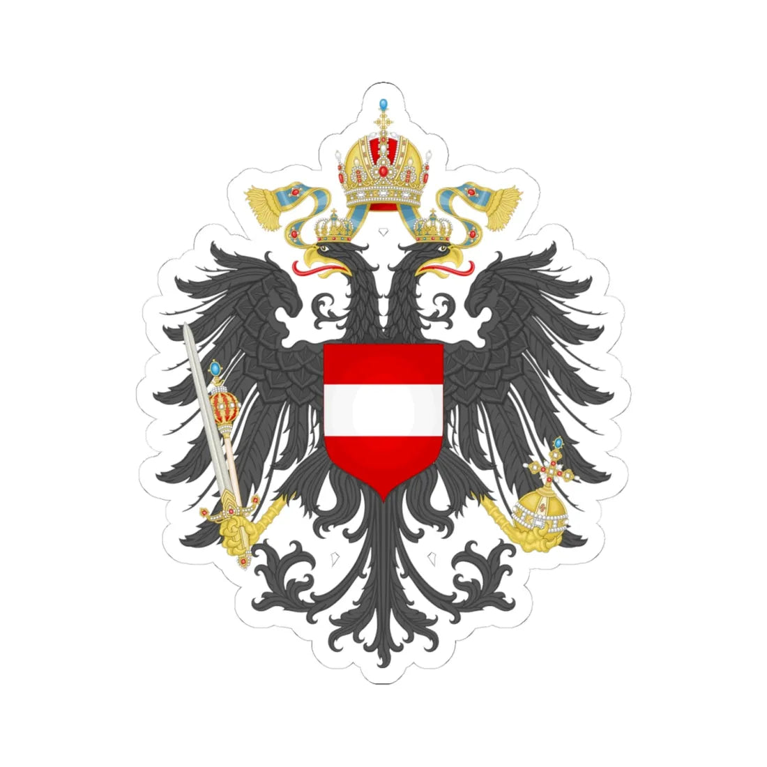 Imperial Coat of Arms of Austria (Austria) (Coat of Arms) STICKER Vinyl Kiss-Cut Decal 4 Inch White - The Sticker Space