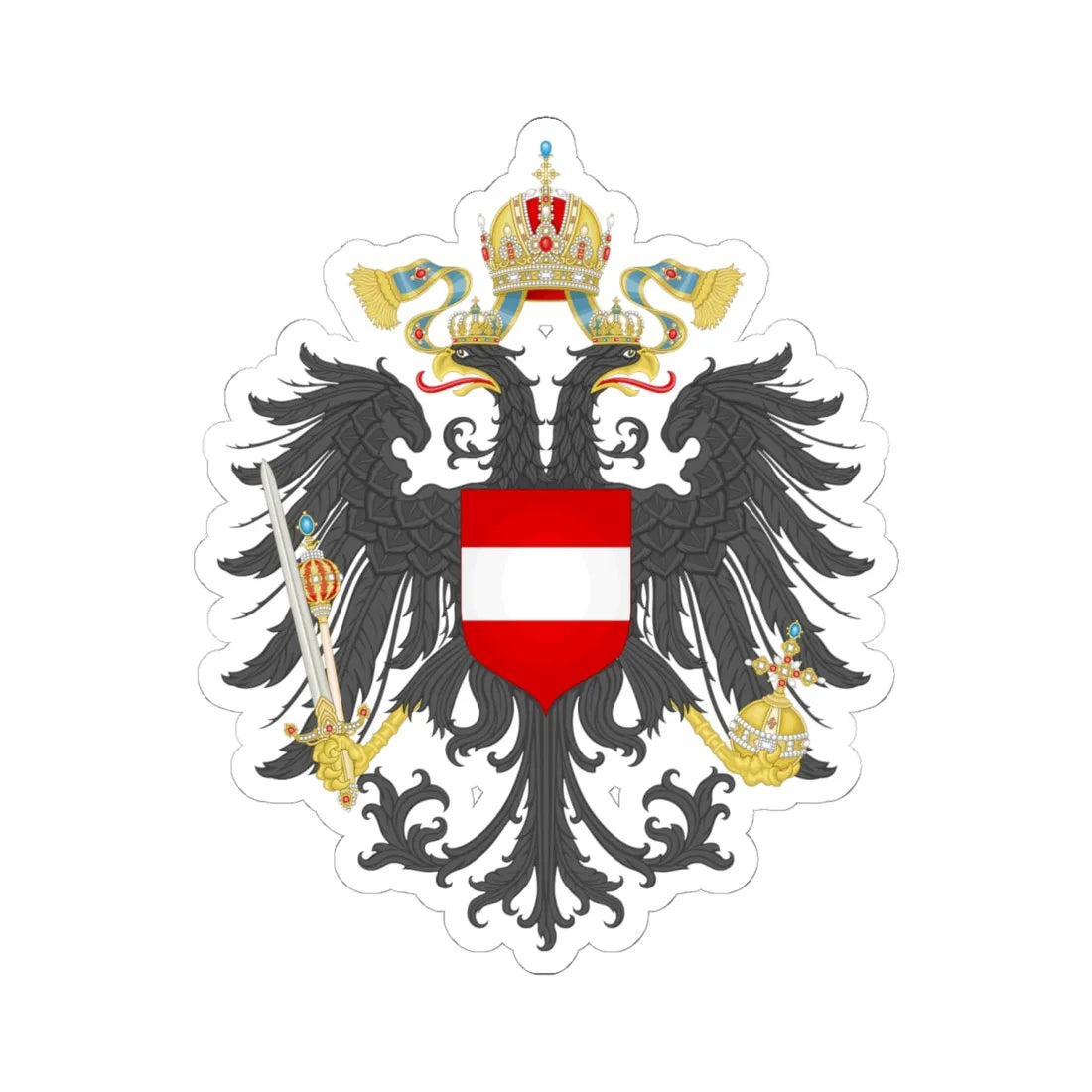 Imperial Coat of Arms of Austria (Austria) (Coat of Arms) STICKER Vinyl Kiss-Cut Decal 6 Inch White - The Sticker Space