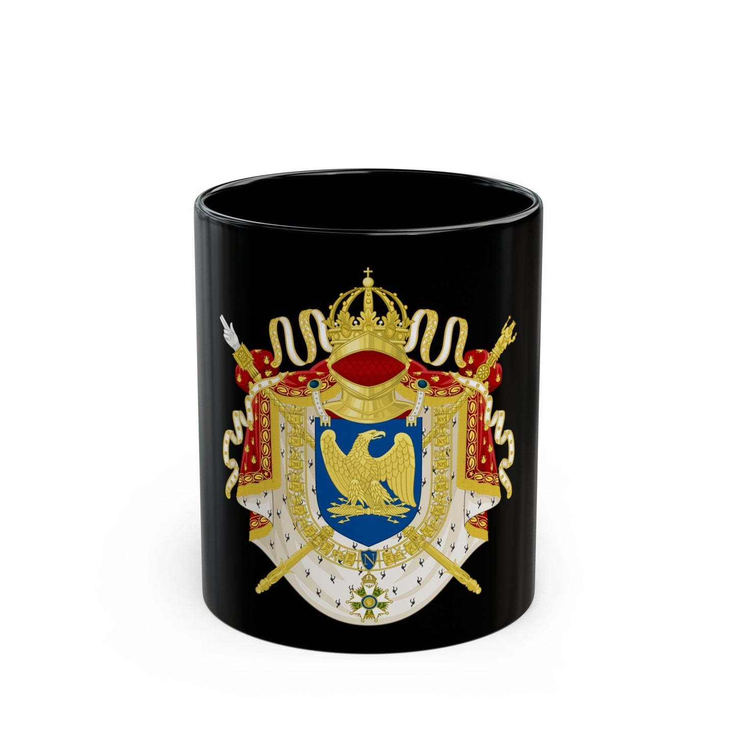 Imperial Coat of Arms of France (1804-1815) - Black Coffee Mug-11oz-The Sticker Space