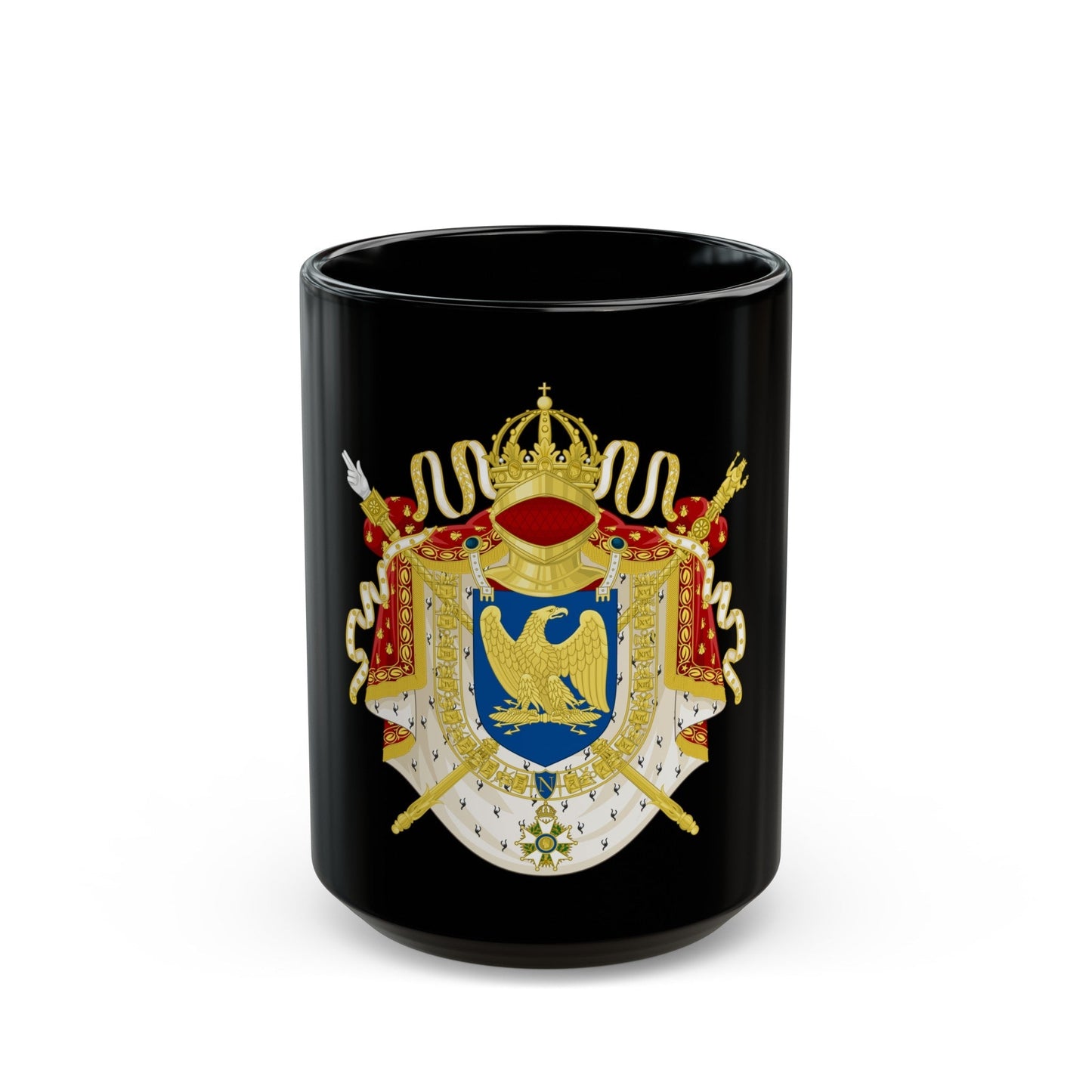 Imperial Coat of Arms of France (1804-1815) - Black Coffee Mug-15oz-The Sticker Space