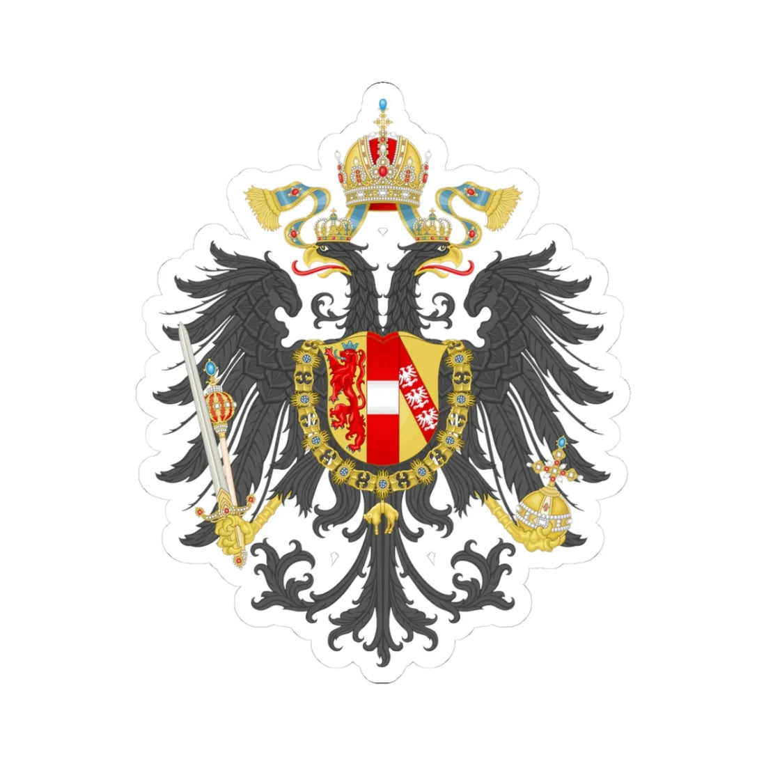 Imperial Coat of Arms of the Empire of Austria 1815 (Austria) (Coat of Arms) STICKER Vinyl Kiss-Cut Decal 3 Inch White - The Sticker Space