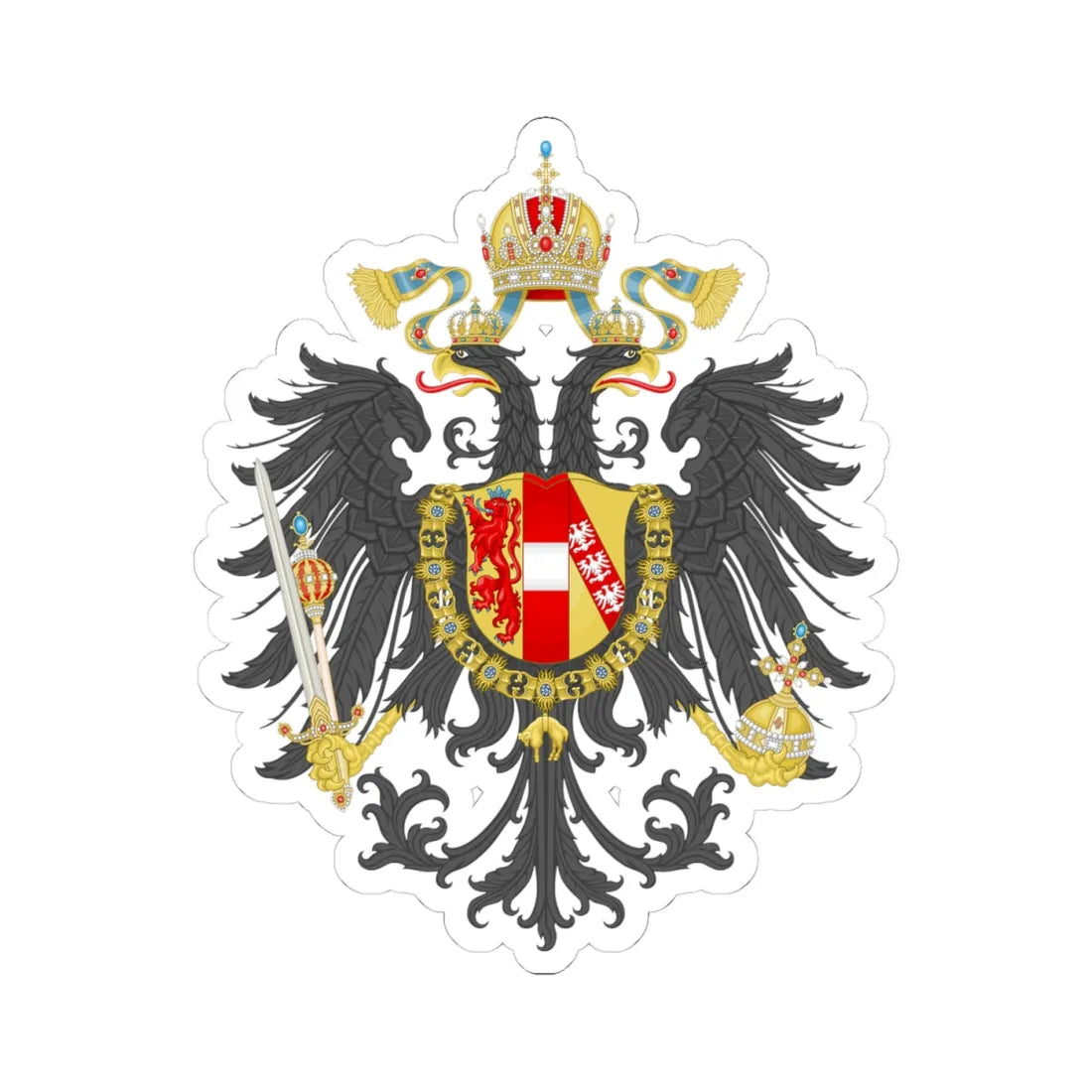 Imperial Coat of Arms of the Empire of Austria 1815 (Austria) (Coat of Arms) STICKER Vinyl Kiss-Cut Decal 4 Inch White - The Sticker Space