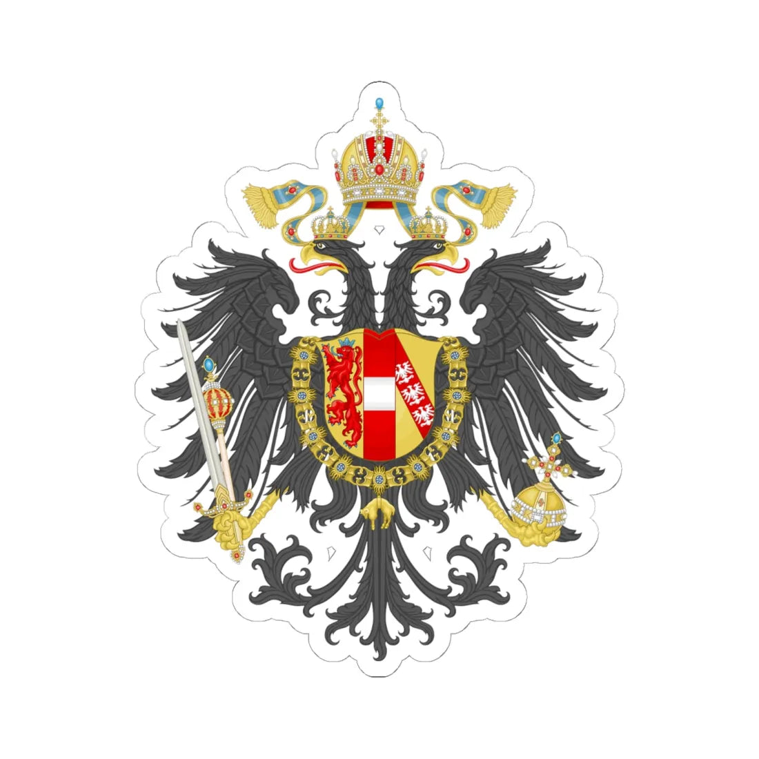 Imperial Coat of Arms of the Empire of Austria 1815 (Austria) (Coat of Arms) STICKER Vinyl Kiss-Cut Decal 6 Inch White - The Sticker Space