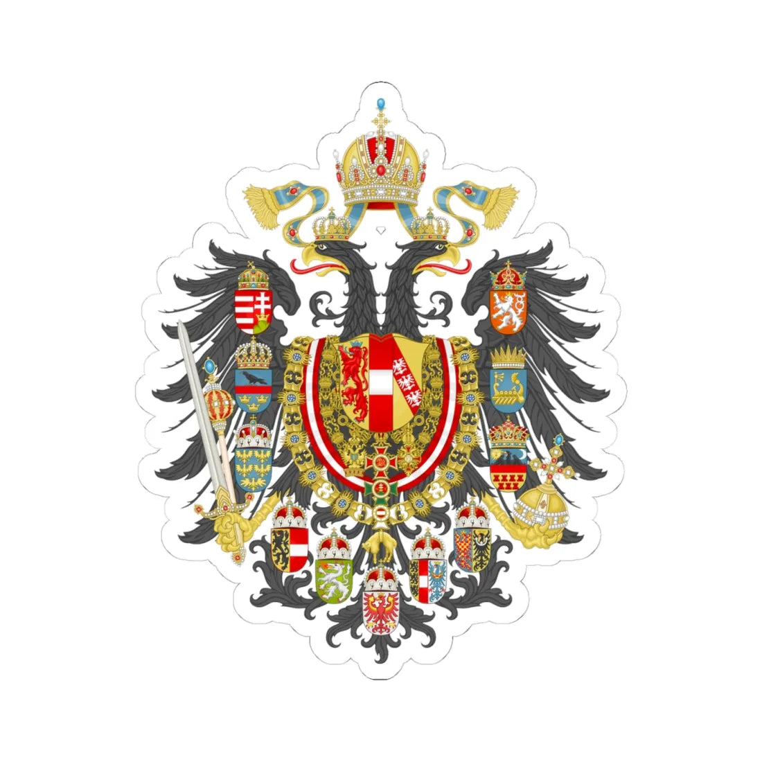 Imperial Coat of Arms of the Empire of Austria (Austria) (Coat of Arms) STICKER Vinyl Kiss-Cut Decal 4 Inch White - The Sticker Space