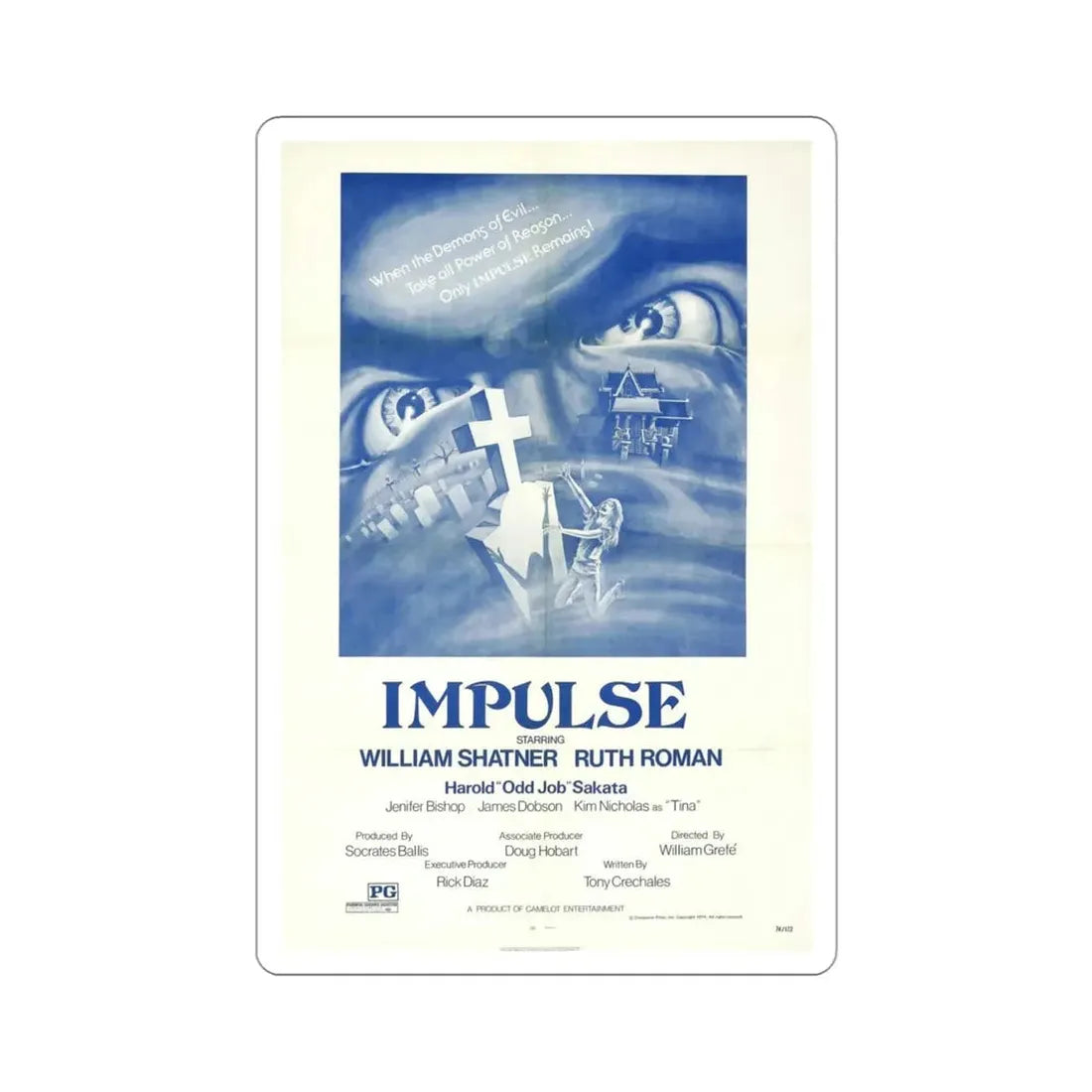 Impulse 1974 Movie Poster STICKER Vinyl Die-Cut Decal - The Sticker Space