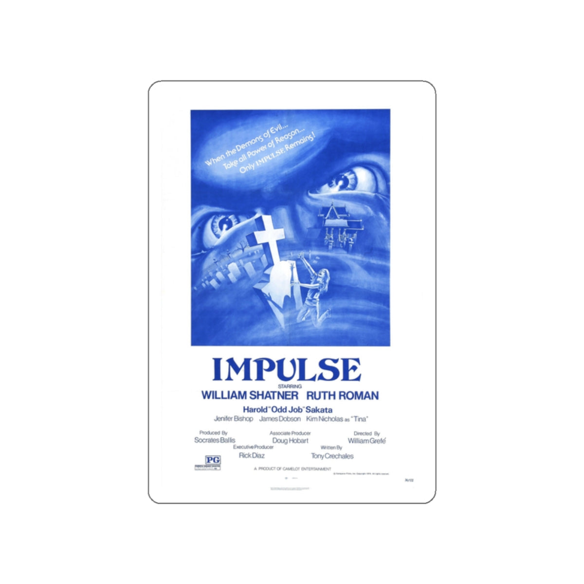 IMPULSE 1984 Movie Poster STICKER Vinyl Die-Cut Decal-2 Inch-The Sticker Space