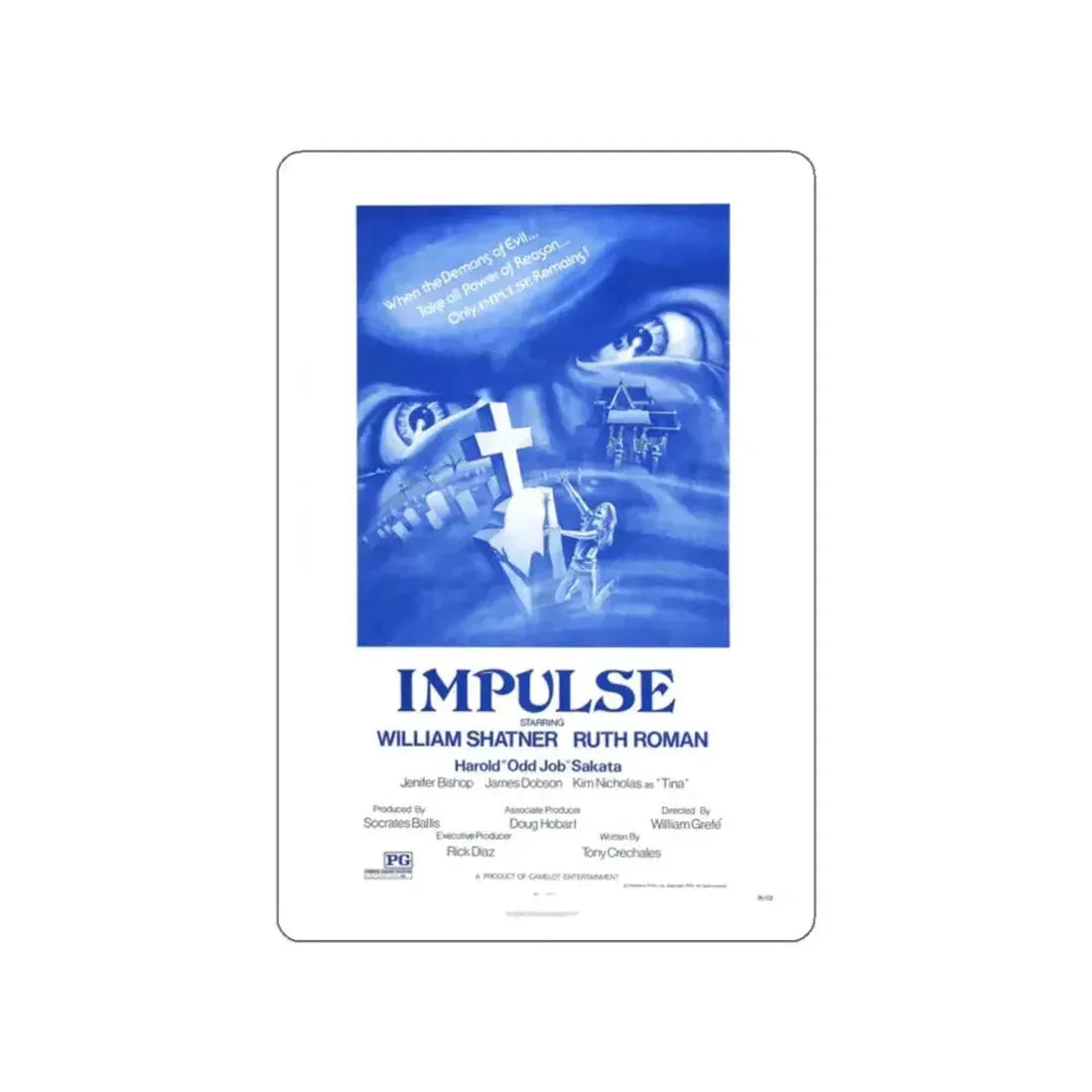 IMPULSE 1984 Movie Poster STICKER Vinyl Die-Cut Decal 2 Inch - The Sticker Space