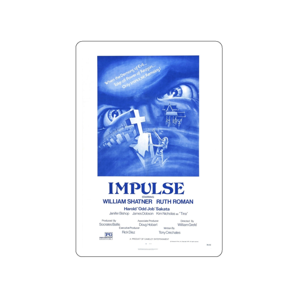 IMPULSE 1984 Movie Poster STICKER Vinyl Die-Cut Decal-4 Inch-The Sticker Space