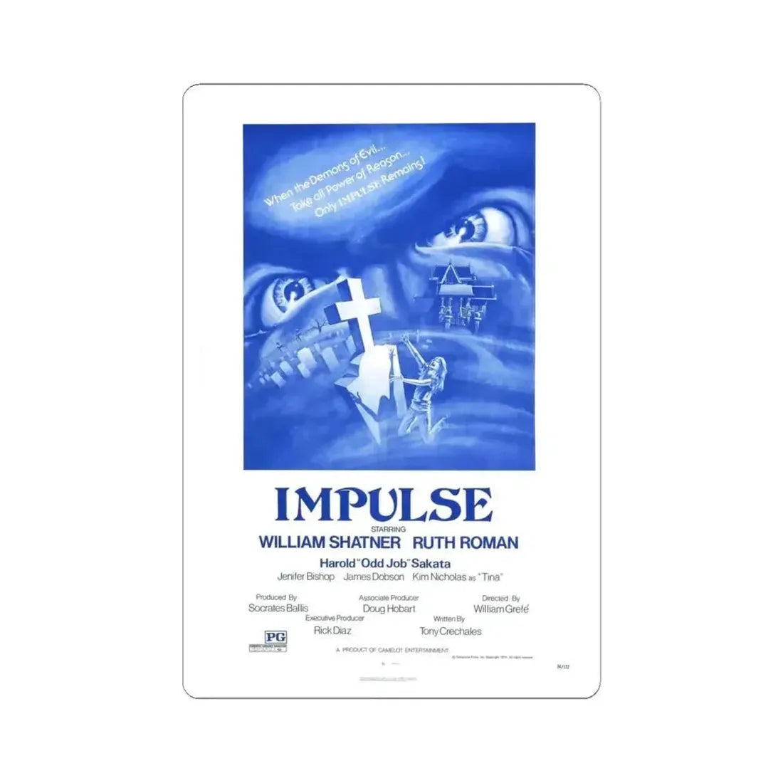 IMPULSE 1984 Movie Poster - STICKER Vinyl Kiss-Cut Decal 6 Inch White - The Sticker Space