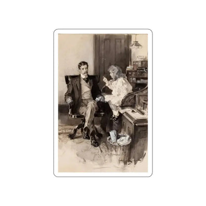In Father's Office (Magazine Illustration) STICKER Vinyl Die-Cut Decal White Die-Cut 3 Inch - The Sticker Space