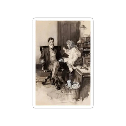 In Father's Office (Magazine Illustration) STICKER Vinyl Die-Cut Decal White Die-Cut 4 Inch - The Sticker Space