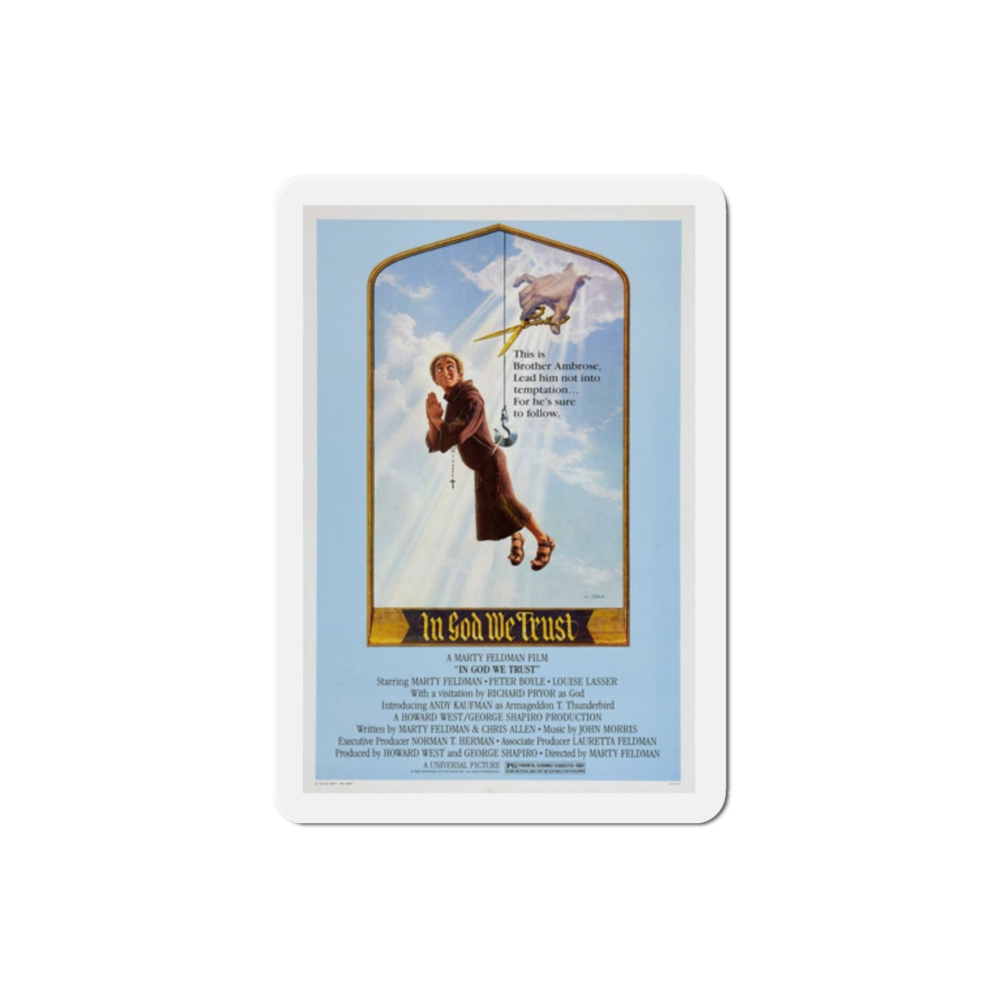 In God We Trust 1980 Movie Poster Die-Cut Magnet-The Sticker Space