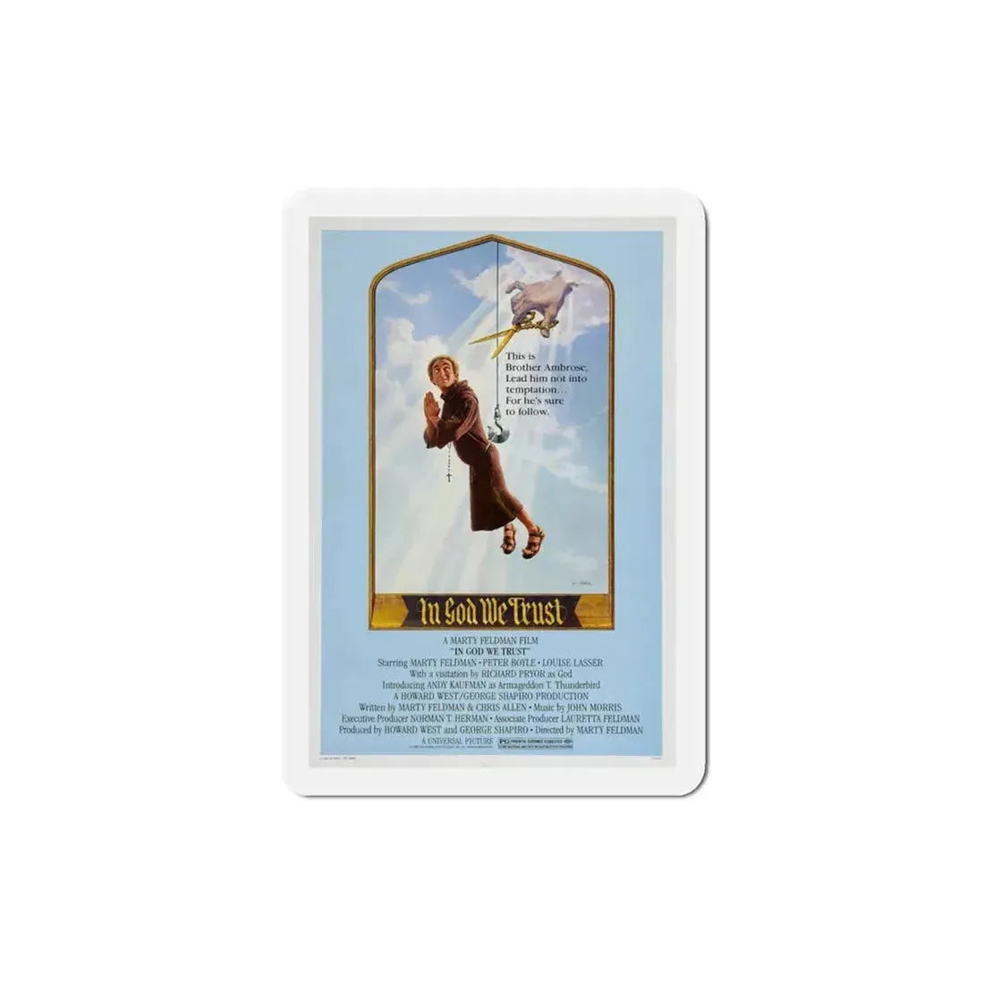 In God We Trust 1980 Movie Poster Refrigerator Magnet 3 Inch - The Sticker Space
