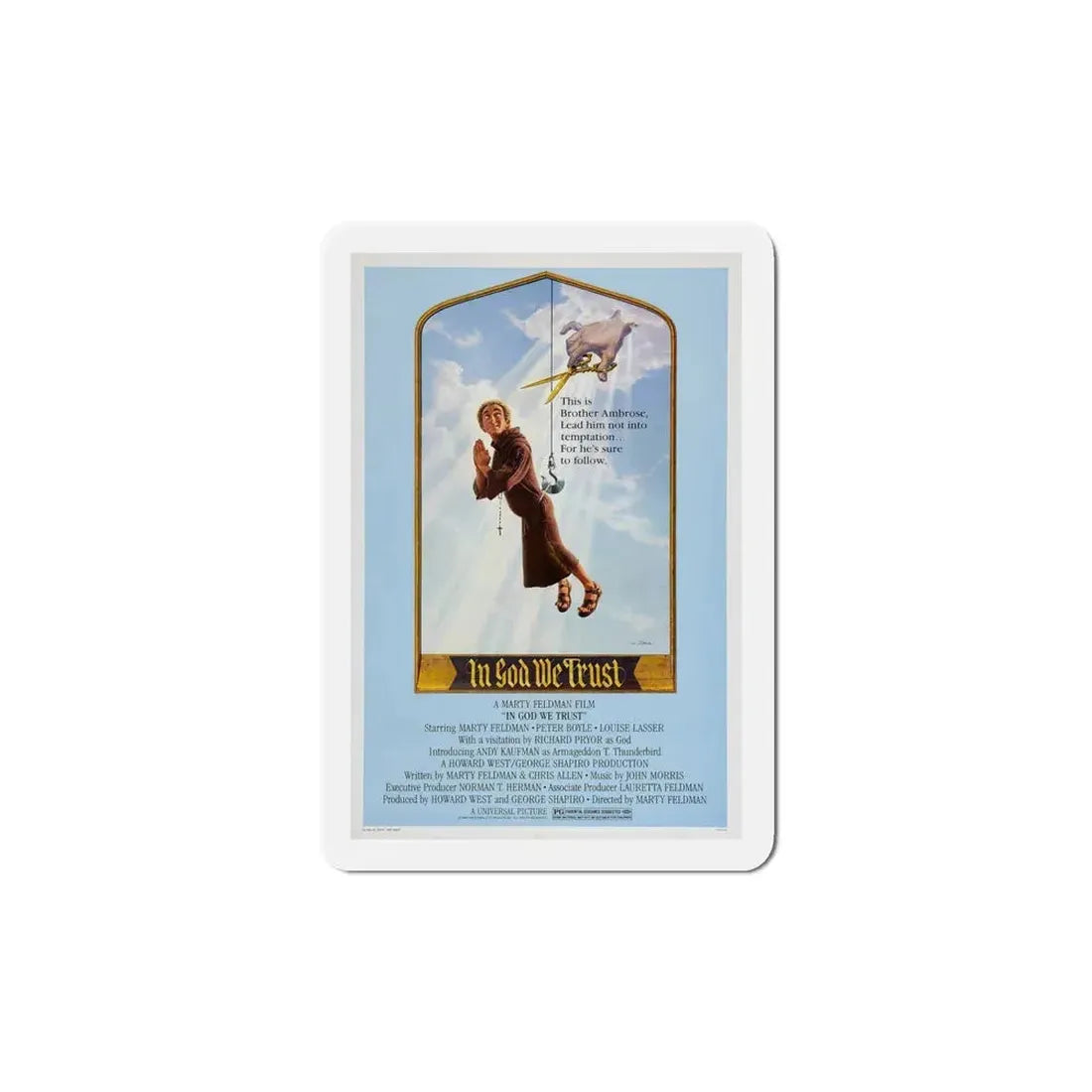 In God We Trust 1980 Movie Poster Refrigerator Magnet 5 Inch - The Sticker Space