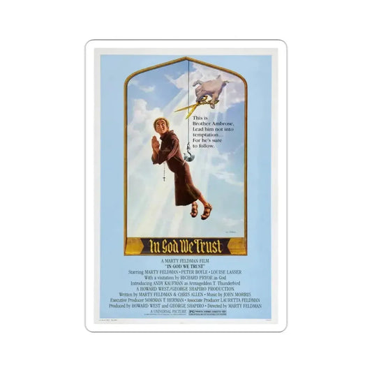 In God We Trust 1980 Movie Poster STICKER Vinyl Die-Cut Decal 2 Inch - The Sticker Space