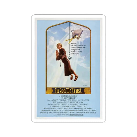 In God We Trust 1980 Movie Poster STICKER Vinyl Die-Cut Decal 2 Inch - The Sticker Space