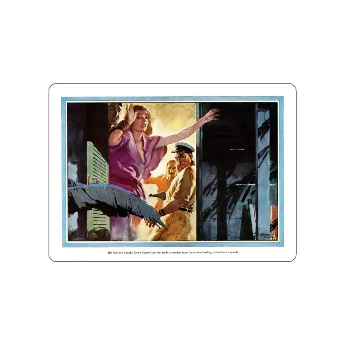 In Gun Smoke, 1936 (Magazine Illustration) STICKER Vinyl Die-Cut Decal White Die-Cut 4 Inch - The Sticker Space