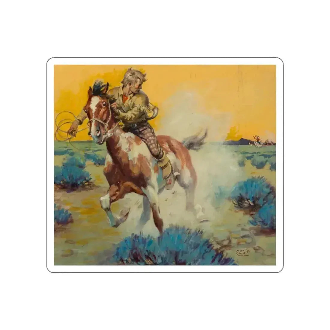 In Hot Pursuit, 1951 (Magazine Illustration) STICKER Vinyl Die-Cut Decal White Die-Cut 5 Inch - The Sticker Space