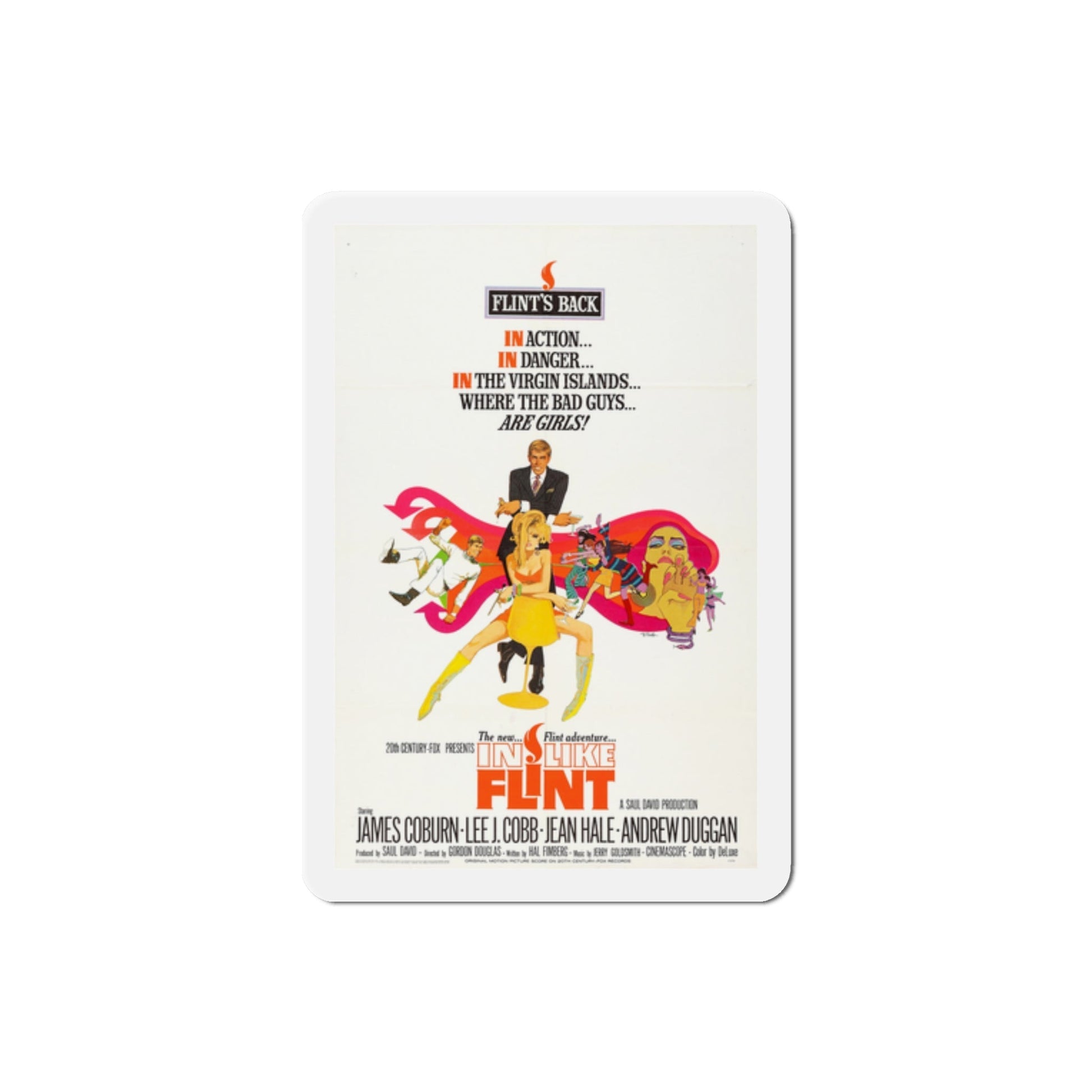 In Like Flint 1967 Movie Poster Die-Cut Magnet-2 Inch-The Sticker Space