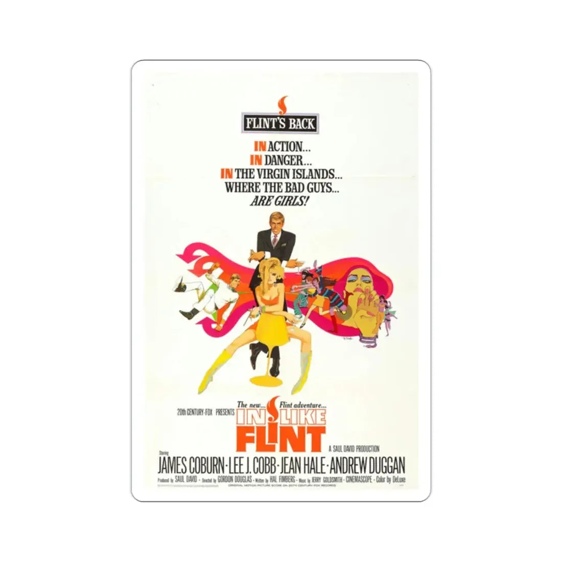 In Like Flint 1967 Movie Poster STICKER Vinyl Die-Cut Decal - The Sticker Space