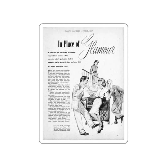 In Place of Glamour (1), Calling All Girls, March 1947 (Magazine Illustration) STICKER Vinyl Die-Cut Decal White Die-Cut 2 Inch - The Sticker Space