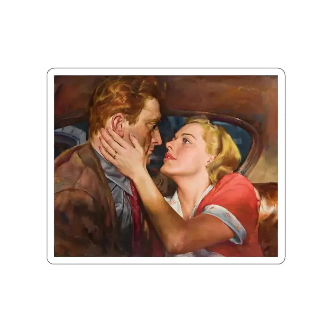 In the Car, 1985 (Magazine Illustration) STICKER Vinyl Die-Cut Decal White Die-Cut 3 Inch - The Sticker Space