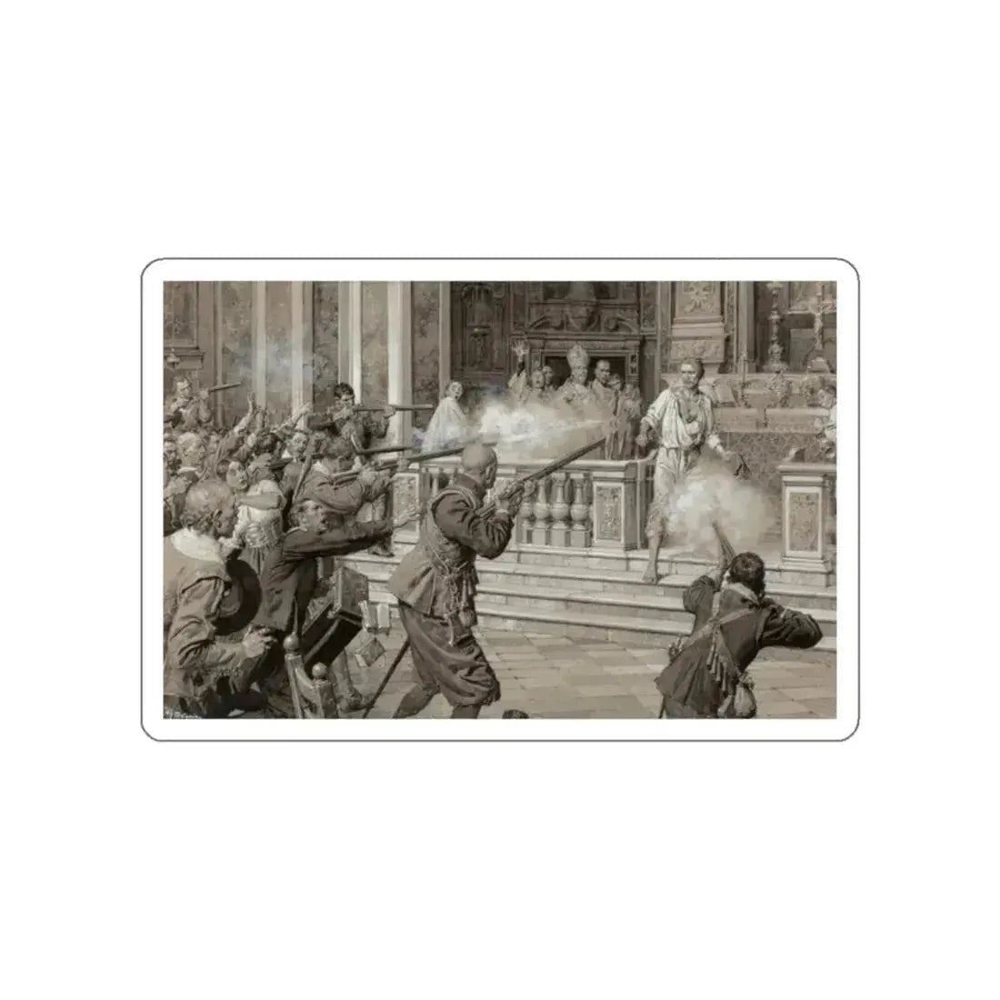 In the Cathedral (Magazine Illustration) STICKER Vinyl Die-Cut Decal White Die-Cut 2 Inch - The Sticker Space