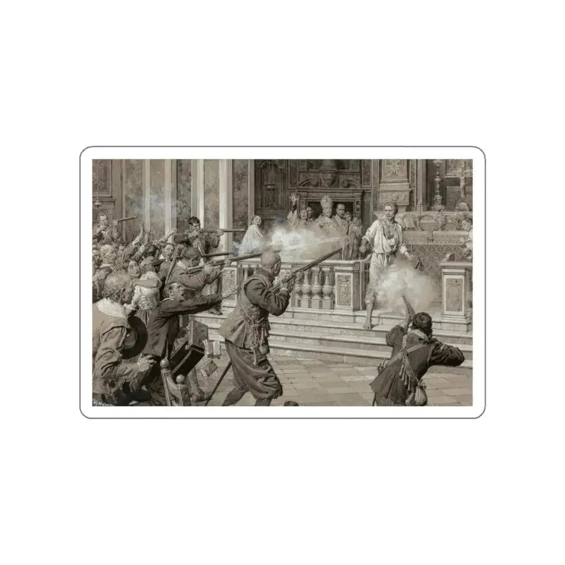 In the Cathedral (Magazine Illustration) STICKER Vinyl Die-Cut Decal White Die-Cut 5 Inch - The Sticker Space