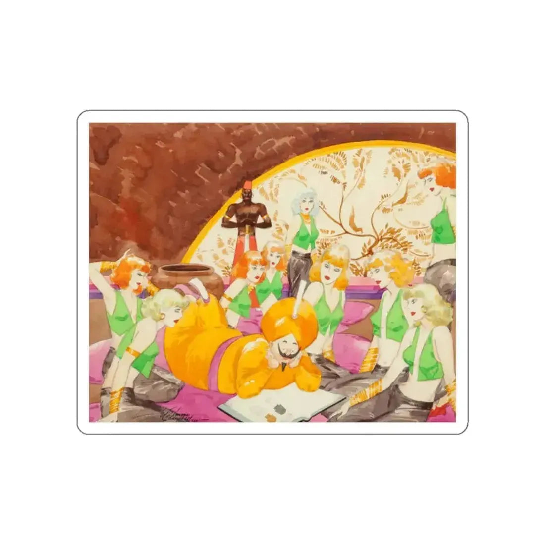In the Harem, probable magazine interior illustration (Magazine Illustration) STICKER Vinyl Die-Cut Decal - The Sticker Space