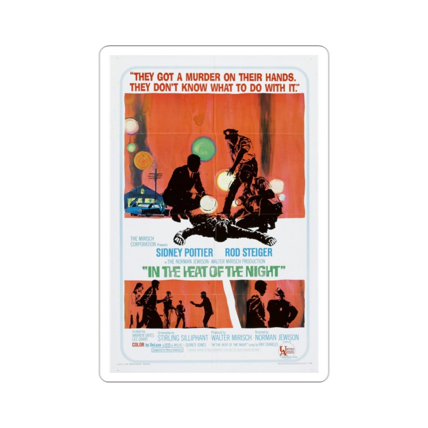 In the Heat of the Night 1967 Movie Poster STICKER Vinyl Die-Cut Decal-2 Inch-The Sticker Space