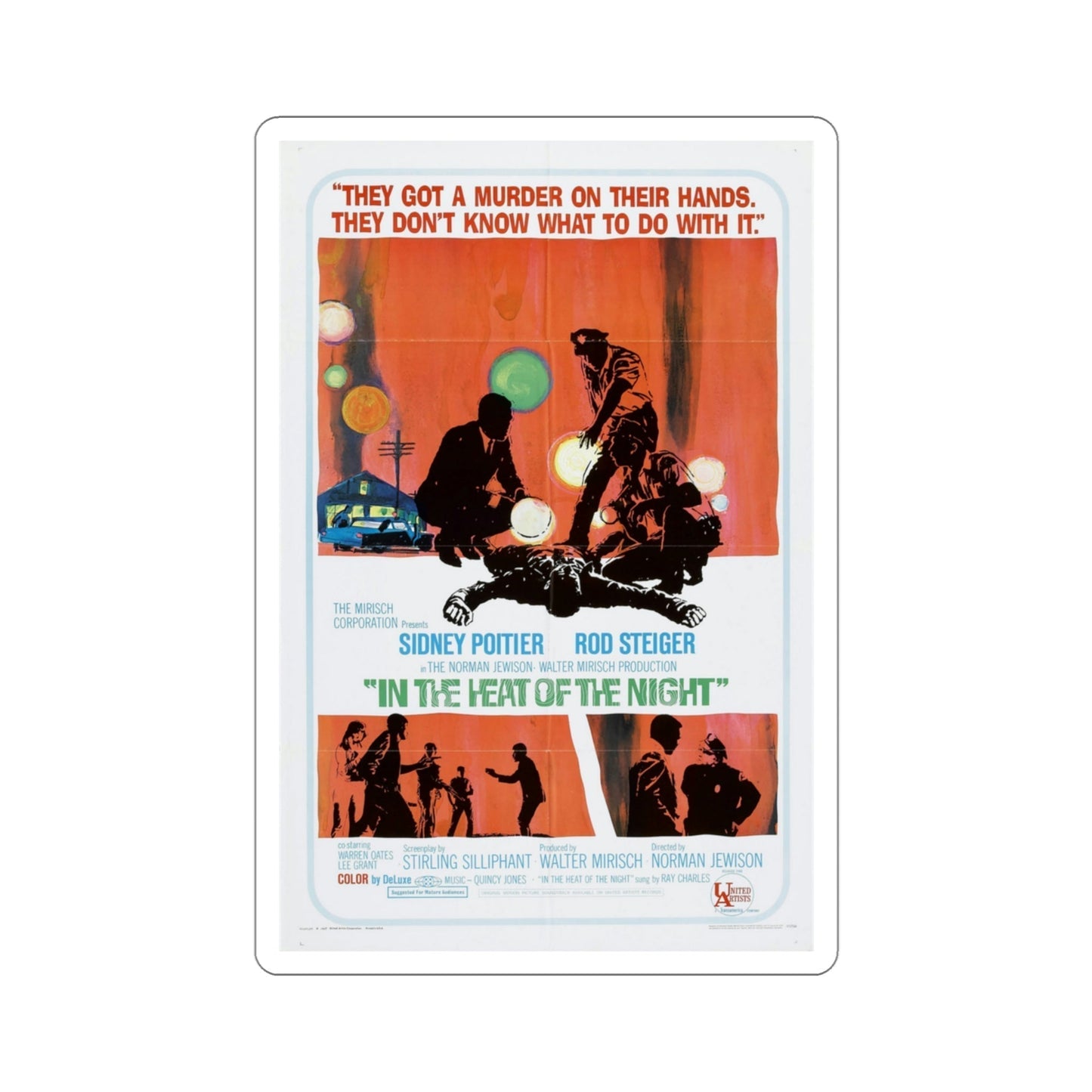 In the Heat of the Night 1967 Movie Poster STICKER Vinyl Die-Cut Decal-3 Inch-The Sticker Space