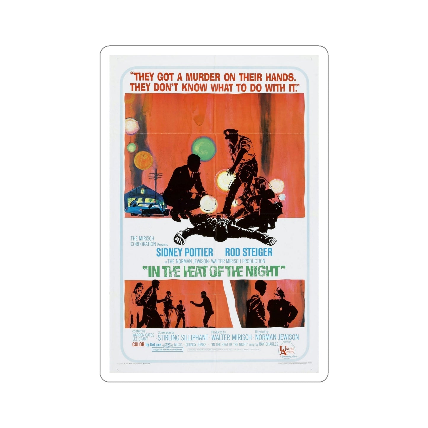 In the Heat of the Night 1967 Movie Poster STICKER Vinyl Die-Cut Decal-6 Inch-The Sticker Space