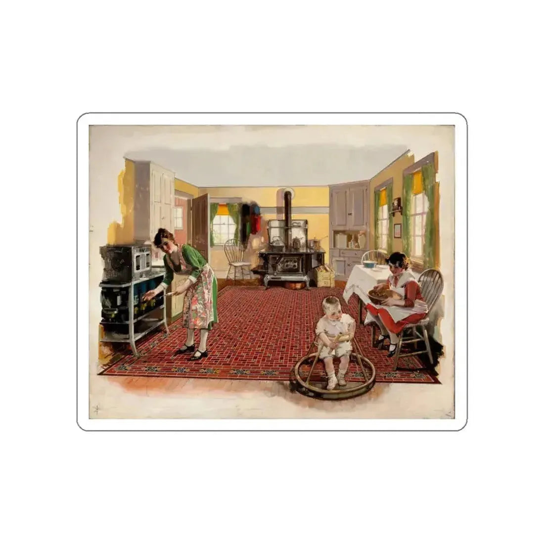 In the Kitchen (Attributed) (Magazine Illustration) STICKER Vinyl Die-Cut Decal White Die-Cut 4 Inch - The Sticker Space