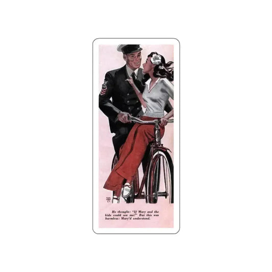 In The Minute Before It Would Strike, Redbook, March 1943 (Magazine Illustration) STICKER Vinyl Die-Cut Decal White Die-Cut 2 Inch - The Sticker Space