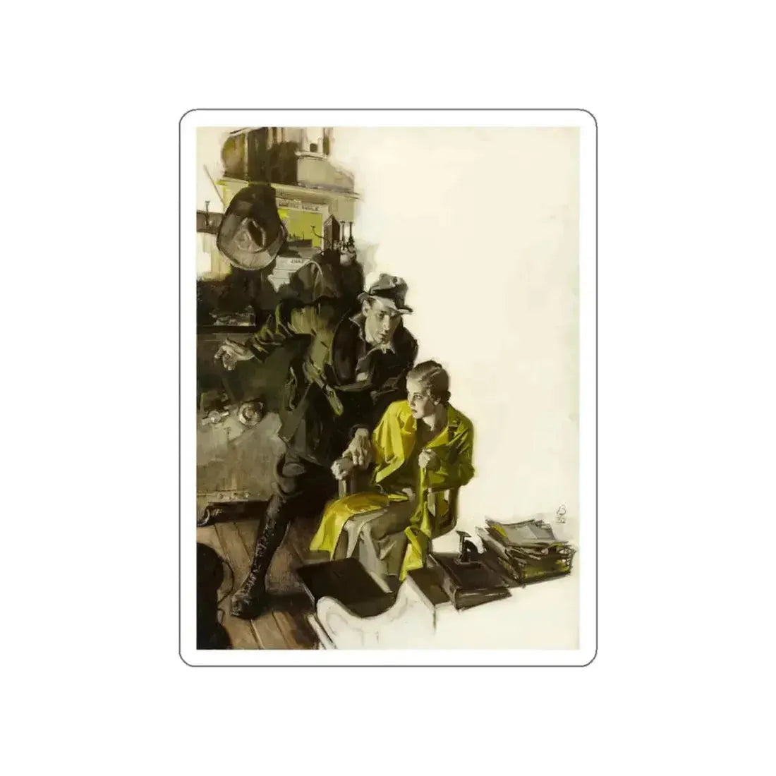 In the Office, 1932 (Magazine Illustration) STICKER Vinyl Die-Cut Decal - The Sticker Space