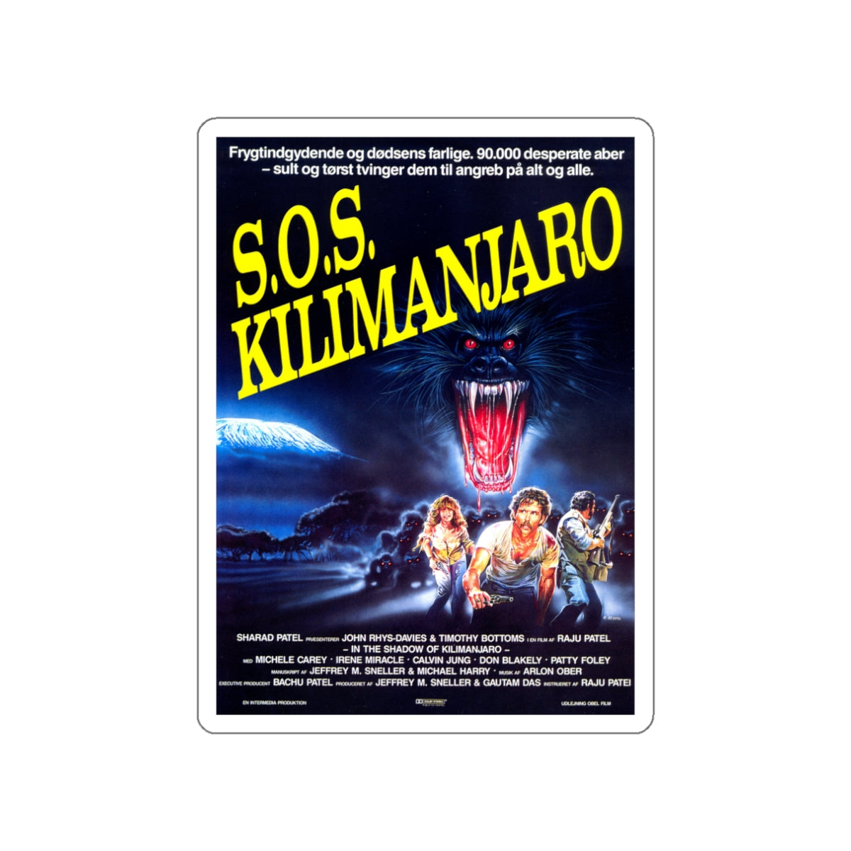 IN THE SHADOW OF KILIMANJARO (DANISH) 1985 Movie Poster STICKER Vinyl Die-Cut Decal-3 Inch-The Sticker Space