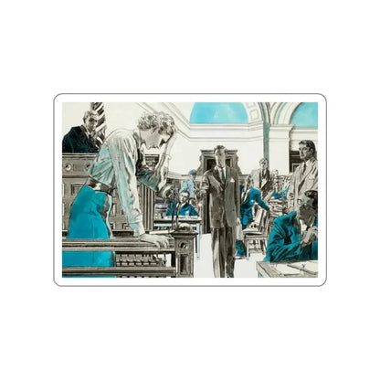 In the Witness Box (Magazine Illustration) STICKER Vinyl Die-Cut Decal White Die-Cut 3 Inch - The Sticker Space
