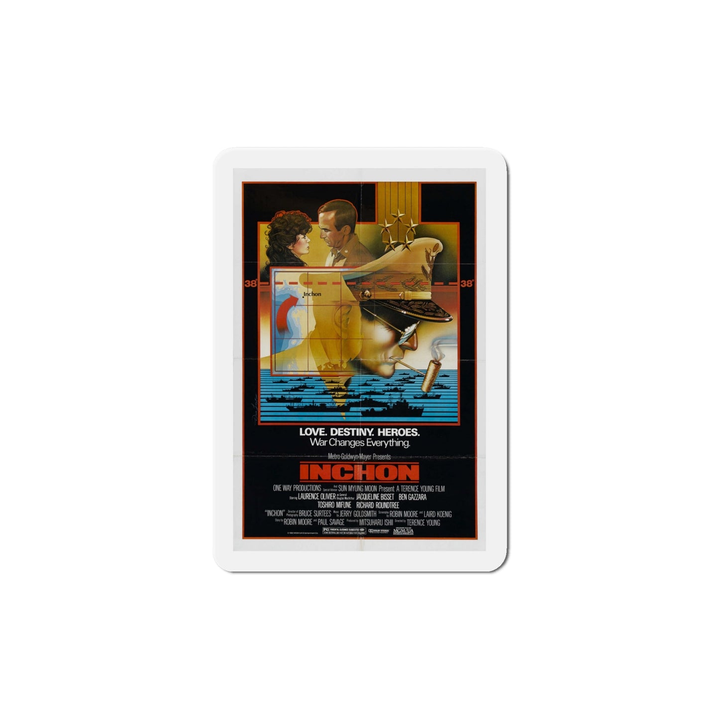 Inchon 1982 Movie Poster Die-Cut Magnet-6 × 6"-The Sticker Space