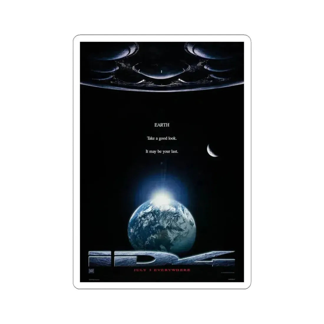 Independence Day 1996 Movie Poster - STICKER Vinyl Kiss-Cut Decal 4 Inch White - The Sticker Space