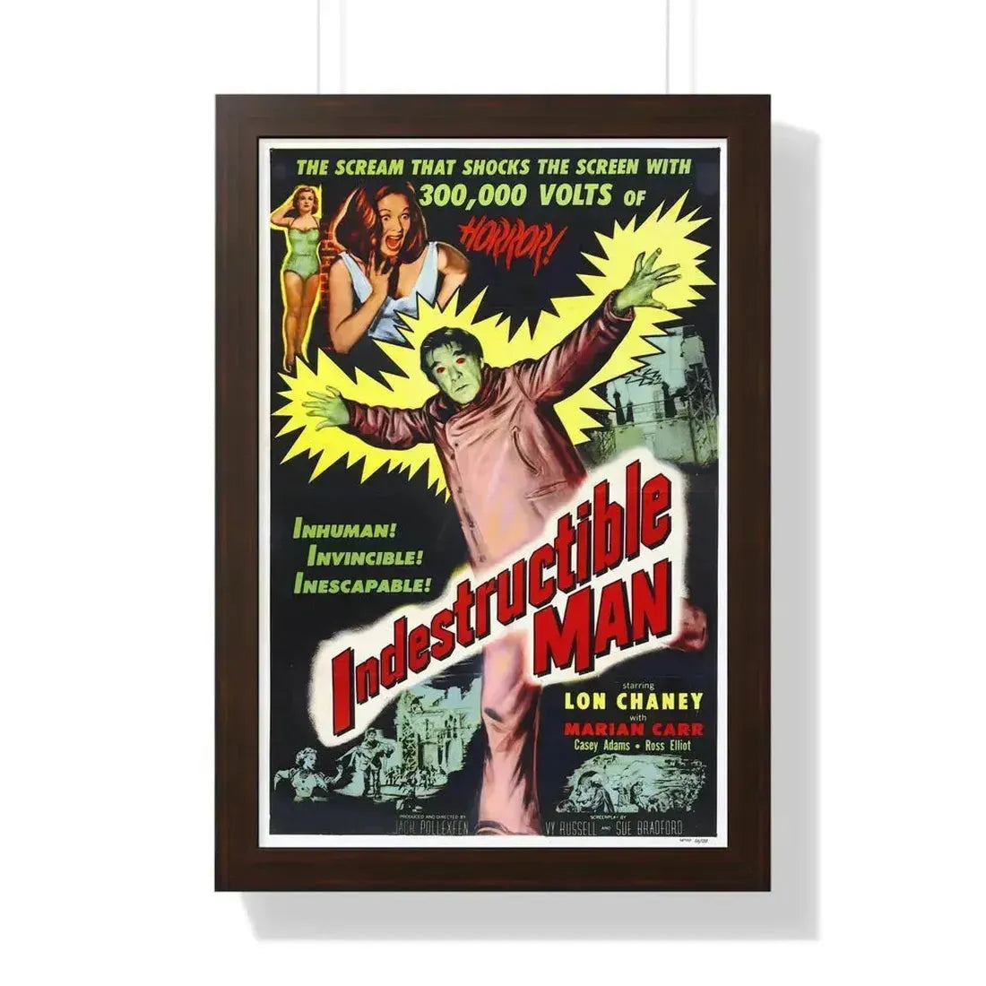 INDESTRUCTIBLE MAN 1956 - Framed Movie Poster 16″ x 24″ Walnut - The Sticker Space