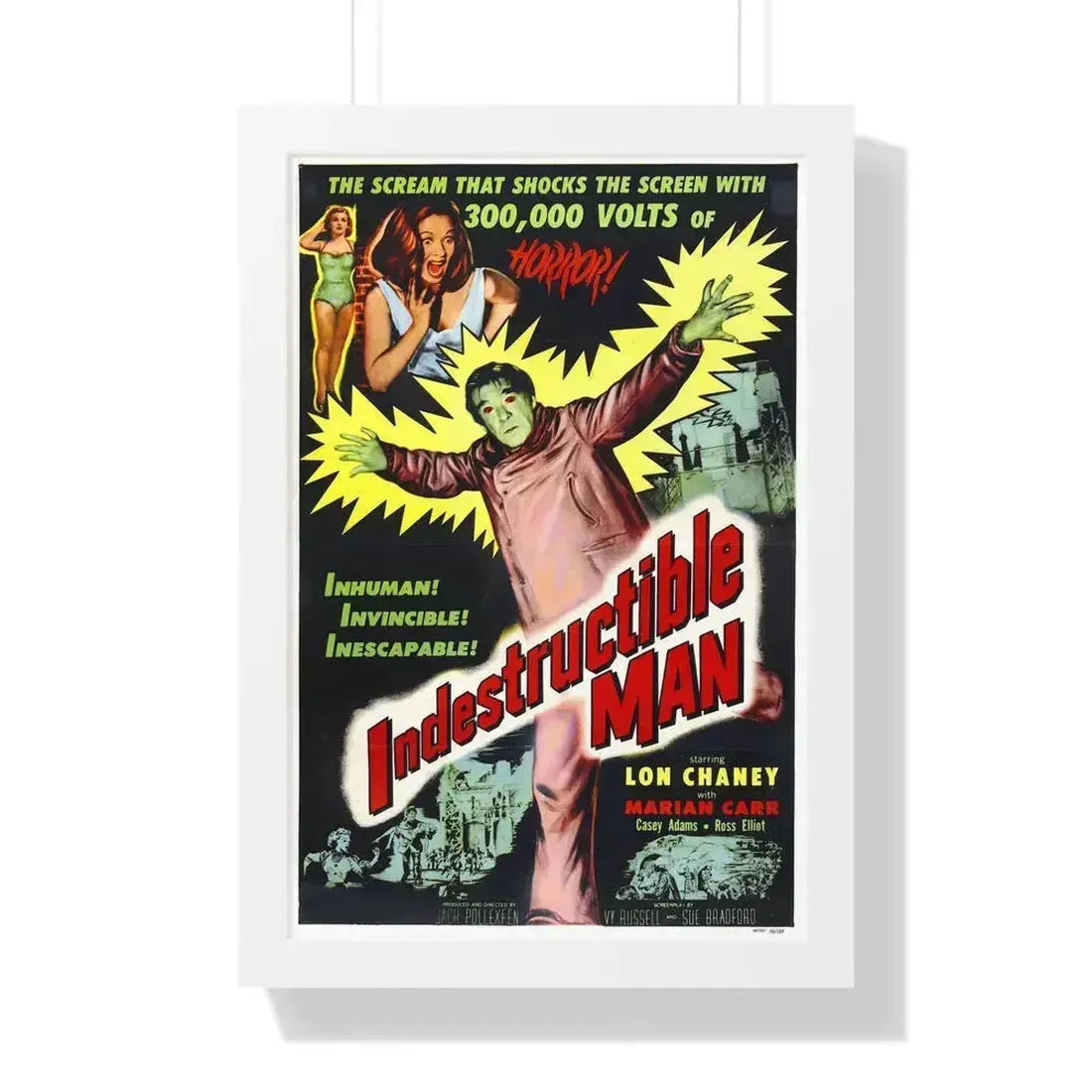 INDESTRUCTIBLE MAN 1956 - Framed Movie Poster 16″ x 24″ White - The Sticker Space