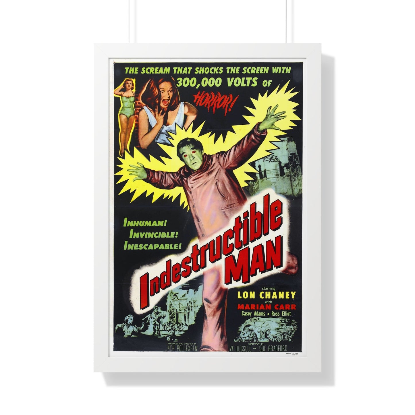 INDESTRUCTIBLE MAN 1956 - Framed Movie Poster-20" x 30"-The Sticker Space