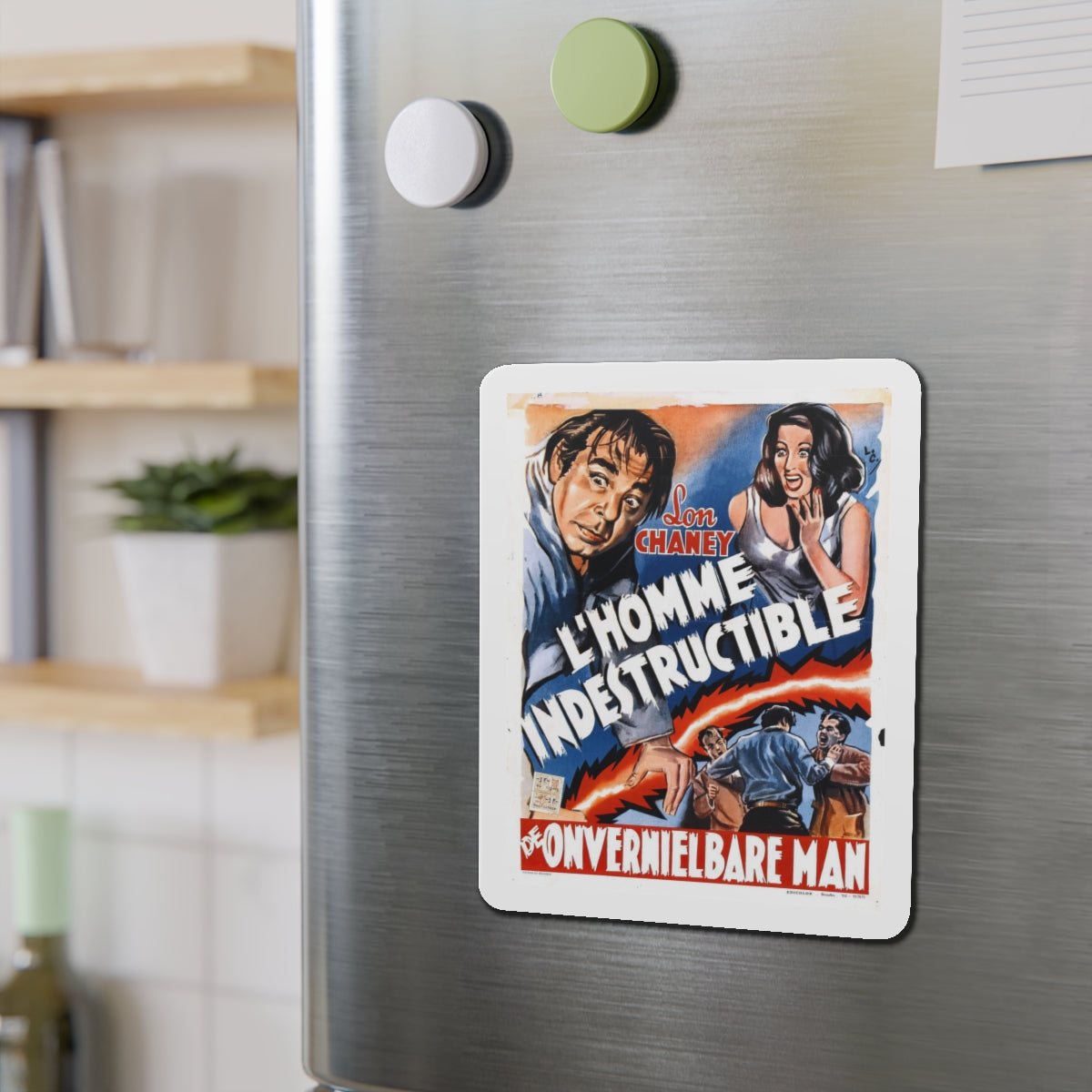 INDESTRUCTIBLE MAN (BELGIAN) 1956 Movie Poster - Refrigerator Magnet-The Sticker Space