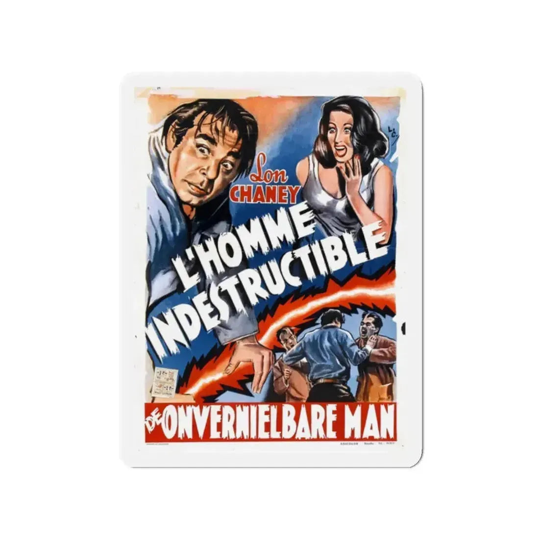 INDESTRUCTIBLE MAN (BELGIAN) 1956 Movie Poster - Refrigerator Magnet 2 Inch Die-Cut - The Sticker Space