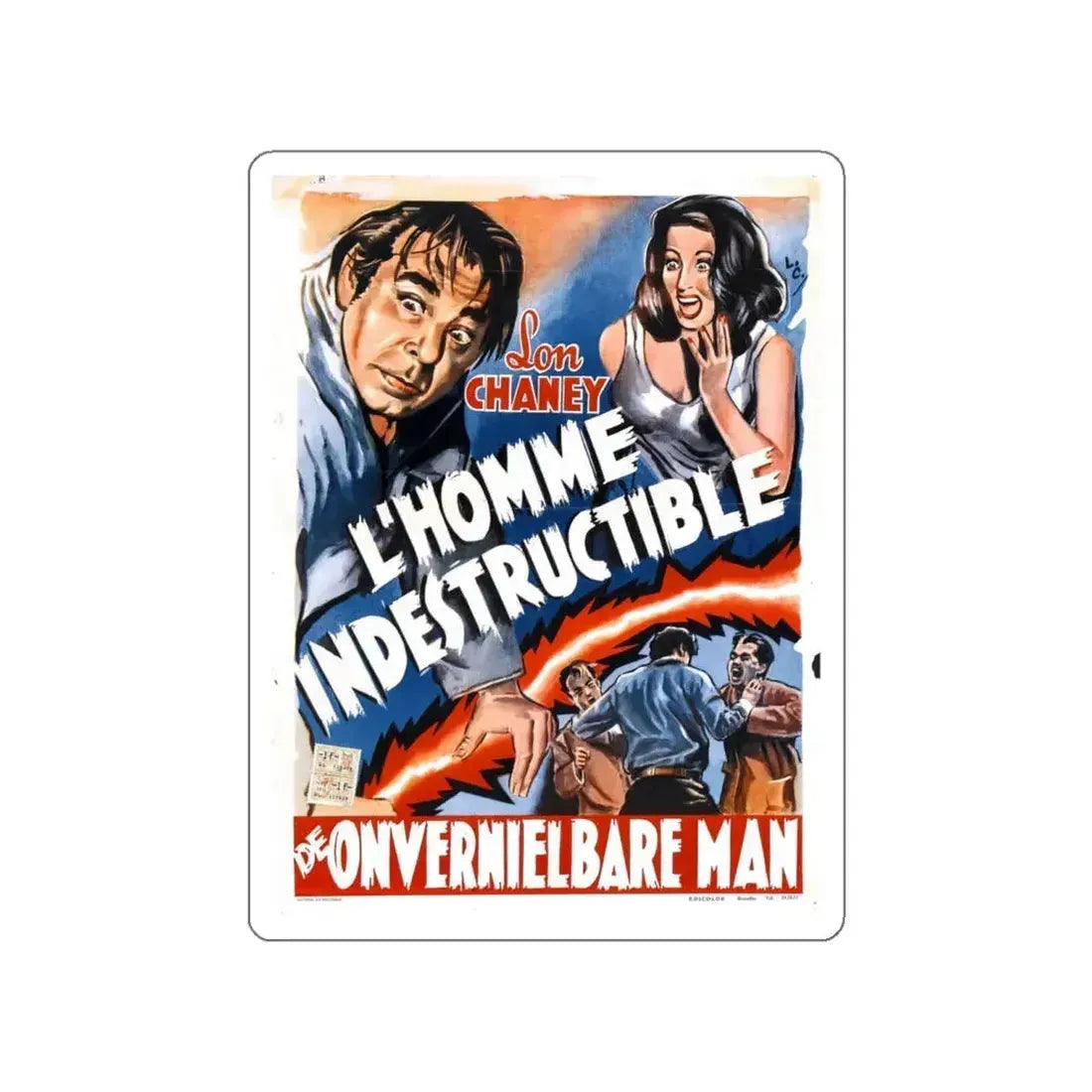 INDESTRUCTIBLE MAN (BELGIAN) 1956 Movie Poster STICKER Vinyl Die-Cut Decal 6 Inch - The Sticker Space