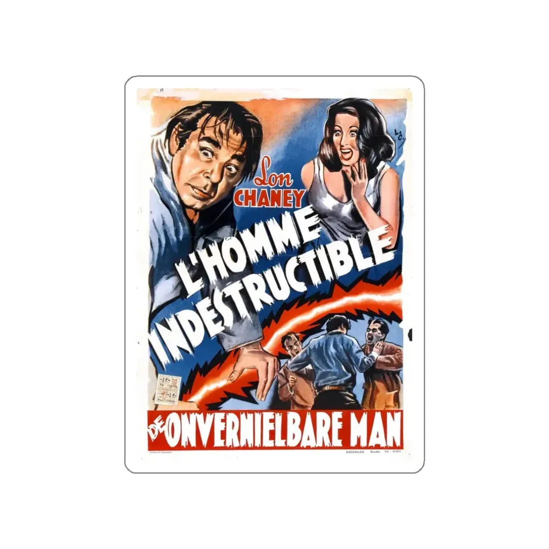 INDESTRUCTIBLE MAN (BELGIAN) 1956 Movie Poster STICKER Vinyl Die-Cut Decal - The Sticker Space